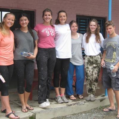 Childcare volunteers on the HIV/Aids project in Nepal take a break at their care placement. Projects Abroad Childcare HIV/Aids volunteers in Nepal take a break at their care placement.